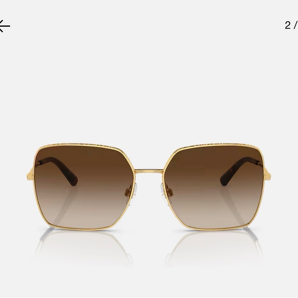 Dolce Gabbana Dg 2242 Gold Square Sunglasses With Brown Lens.